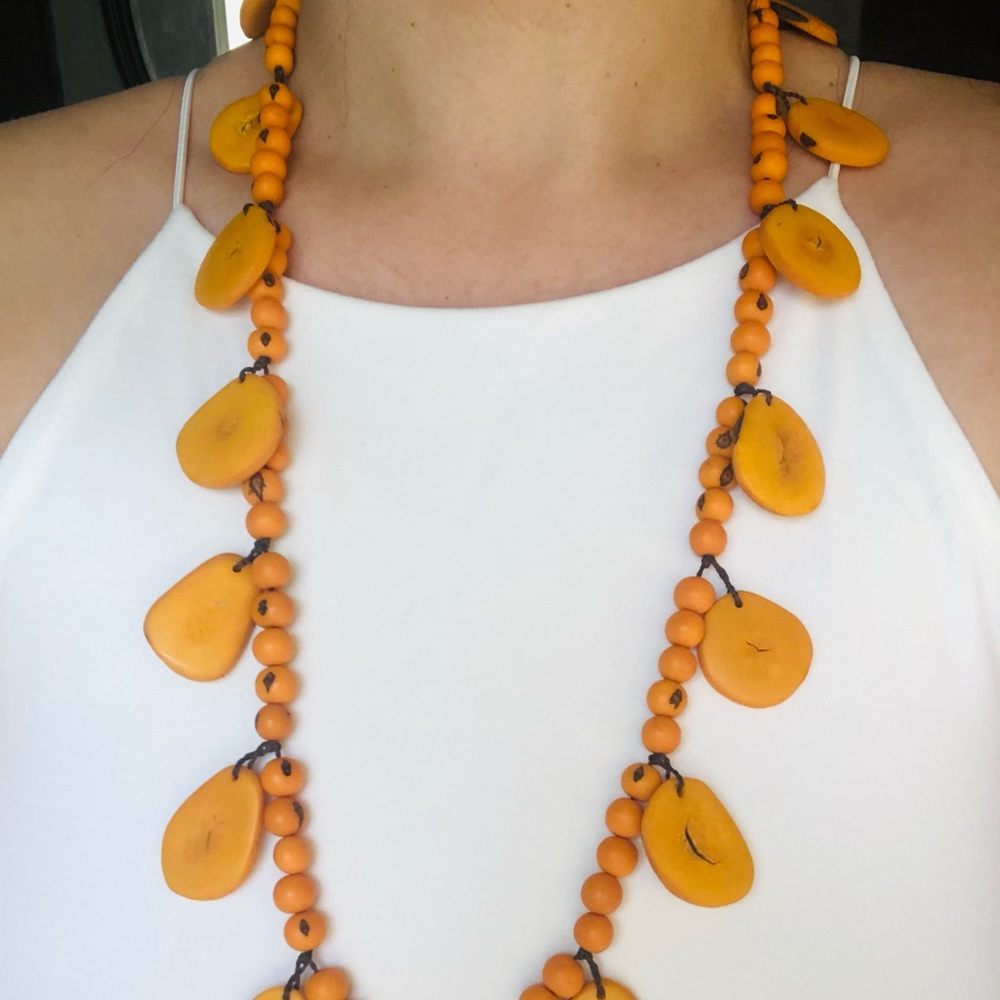 Tagua Nut 🌰 Orange Necklace-handmade
